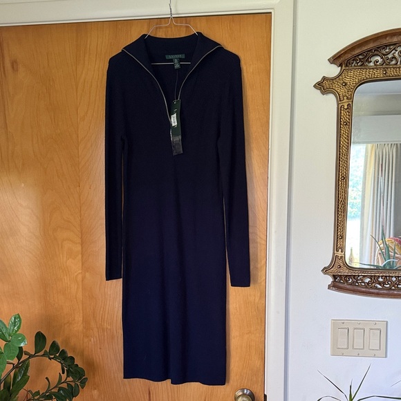 Ralph Lauren Elegant Navy Blue Dress - Picture 1 of 10